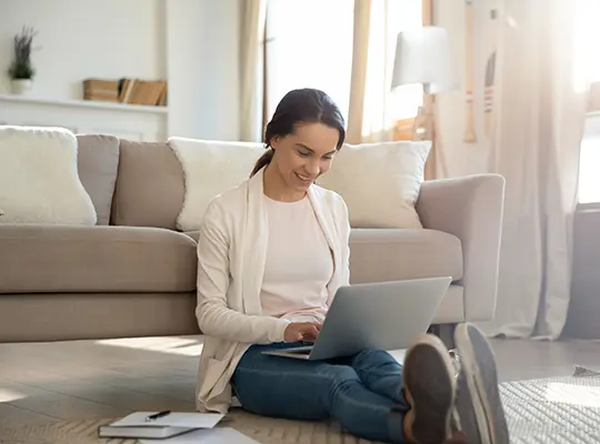 woman working on laptop